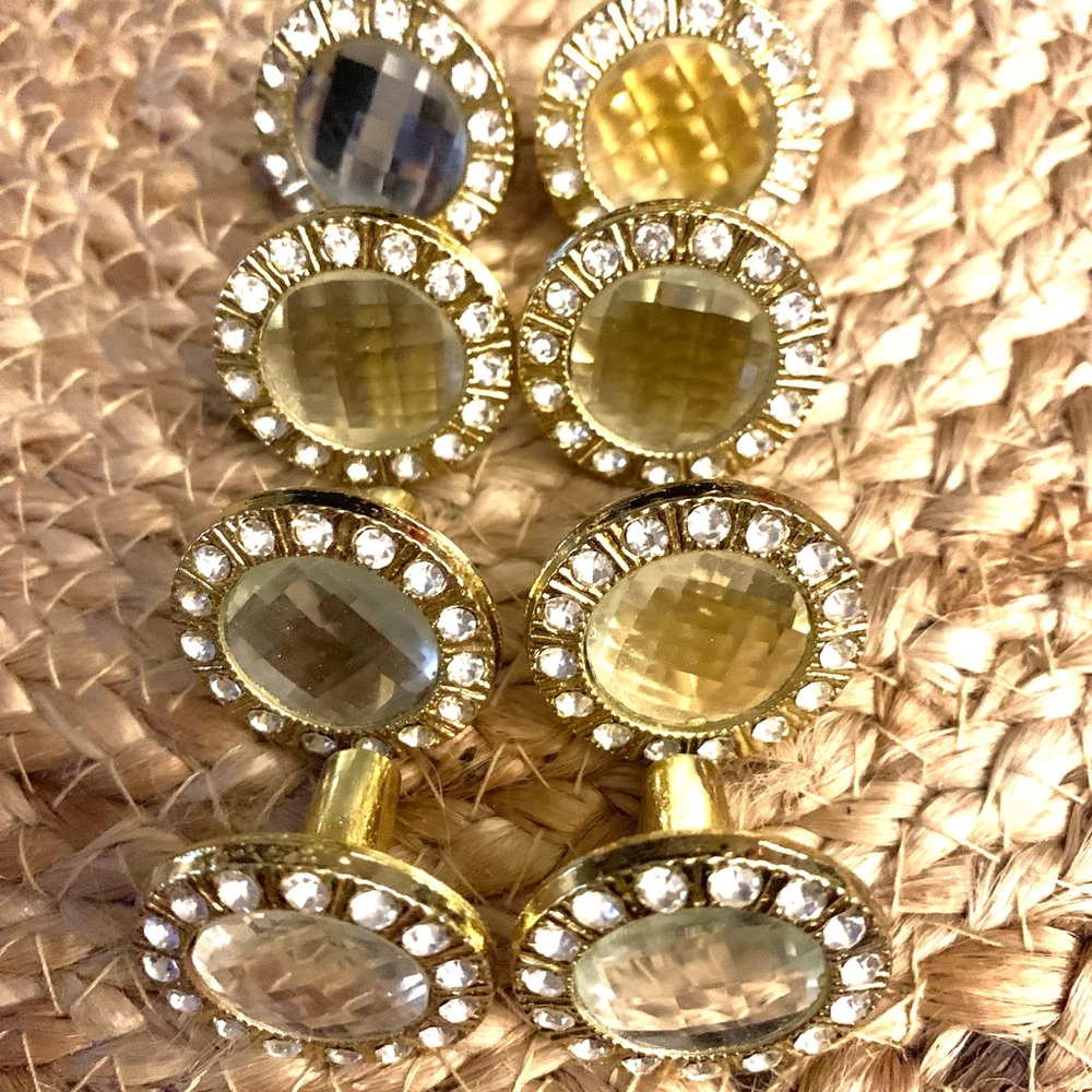 Set of 8 Elegant Gold and Diamond Glass Crystal Knobs - Picture 8 of 8